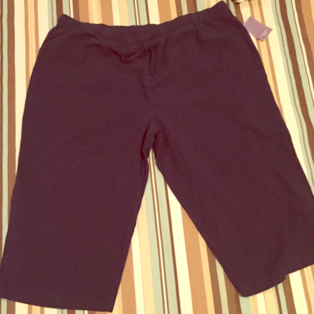 NWT Karen Kane Navy 100% Cotton Capri Pants 20/22